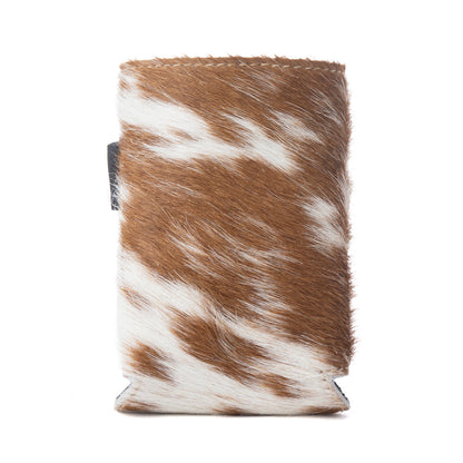 Myra Birch Valley Hairon Leather Beer Can Holder in Toffee Cream