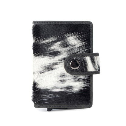 Myra Dune Star Hairon Leather Credit Card Holder in Black & White
