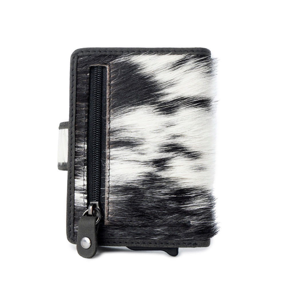Myra Dune Star Hairon Leather Credit Card Holder in Black & White