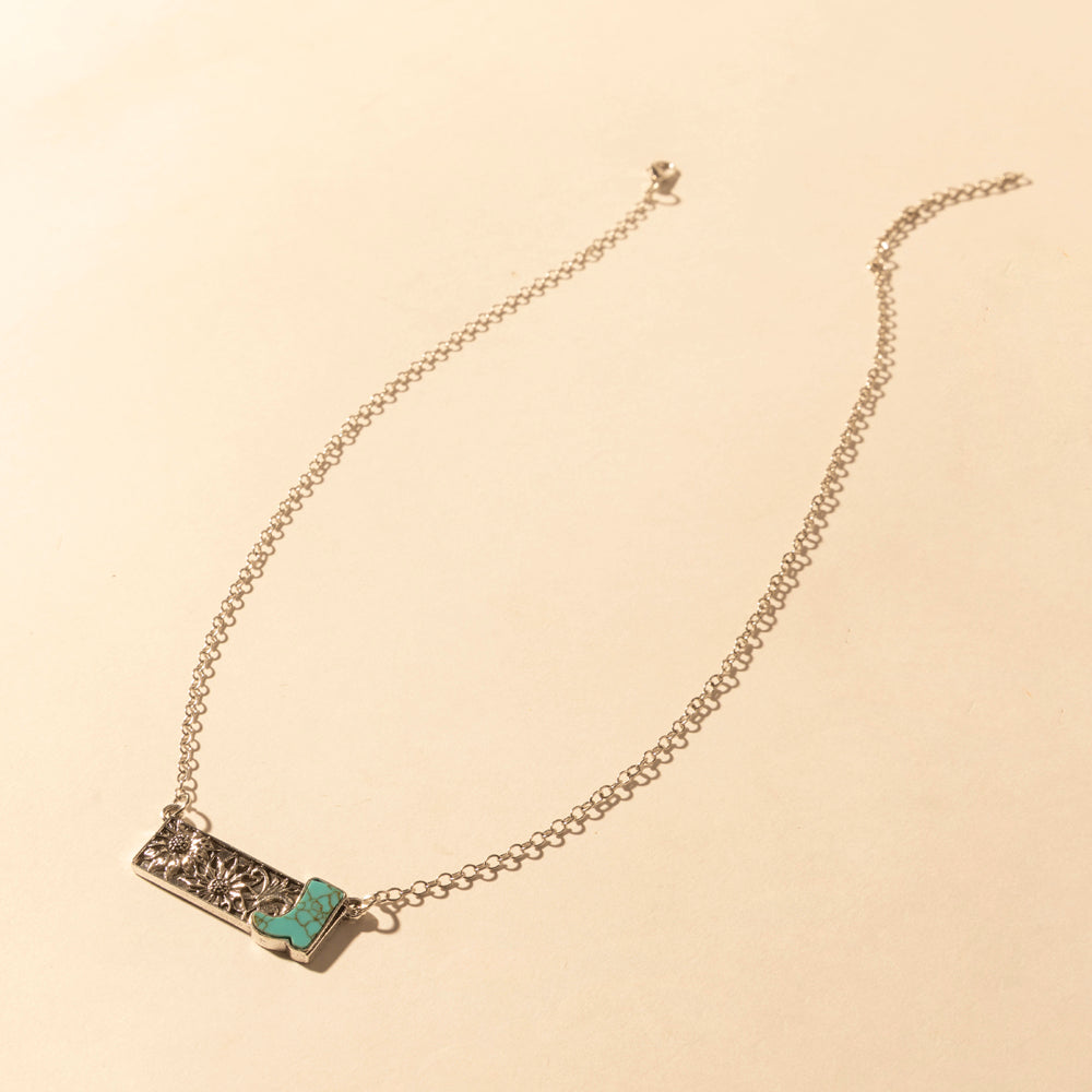 Myra Cowgirl Boot Charm Necklace for Women in Moonlit and Turquoise