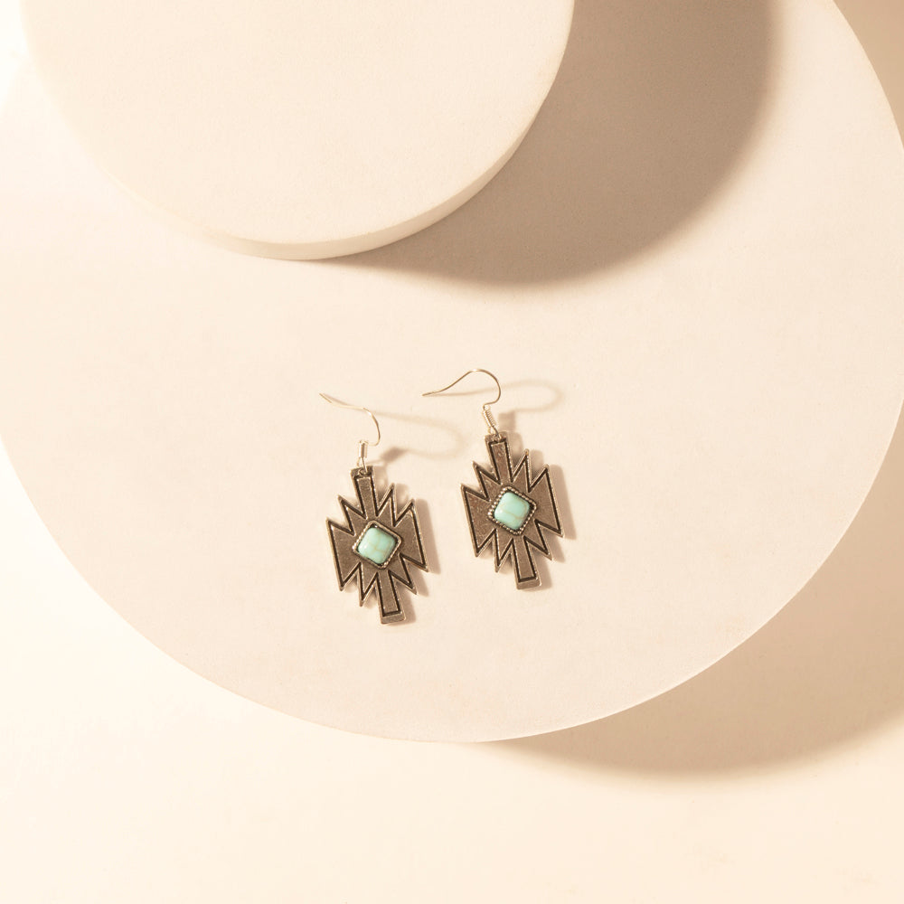 Myra Starburst Earrings for Women with Turquoise Center
