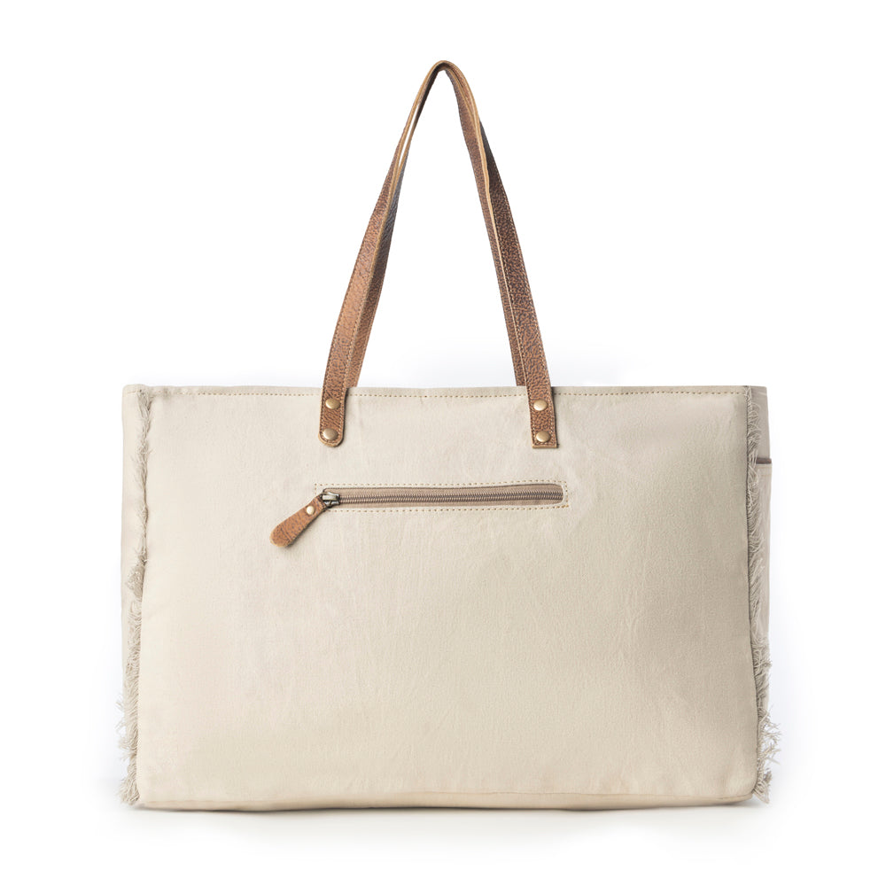 Myra Wildmandala Weekender Bag for Women in ivory with vintage print detail