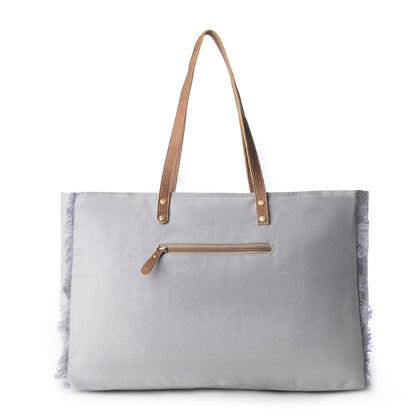 Myra Wild Compass Weekender Bag for Women in sage with vintage print detail