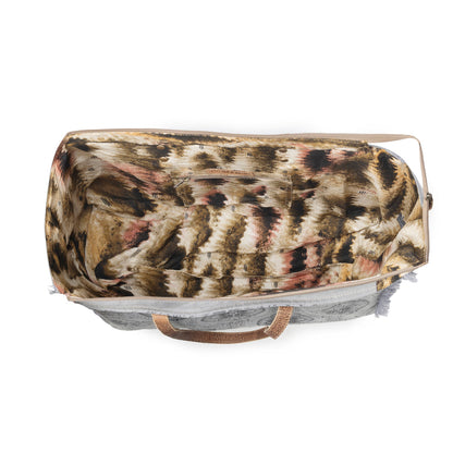 Myra Wild Compass Weekender Bag for Women in sage with vintage print detail
