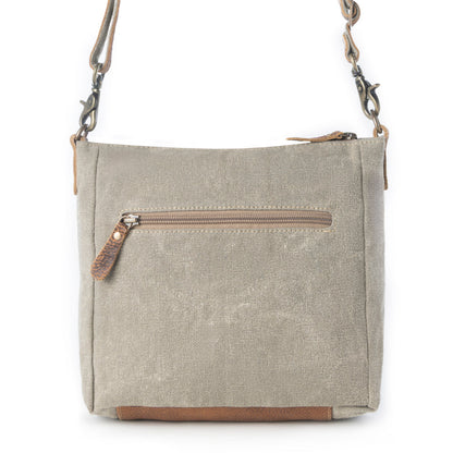 Myra Damask Trail Vintage Crossbody Bag for Women in sage with print detail