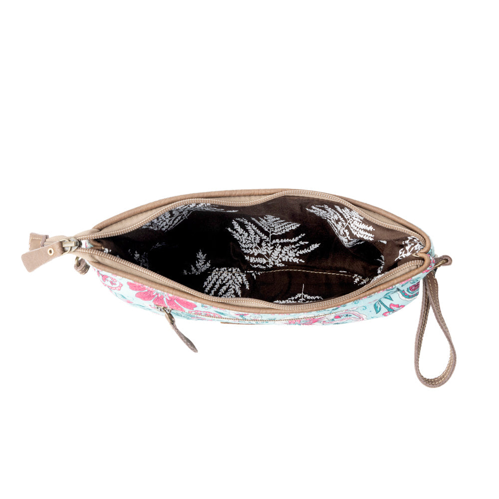 Myra Wild Posy Crossbody Bag for Women in agave with print detail