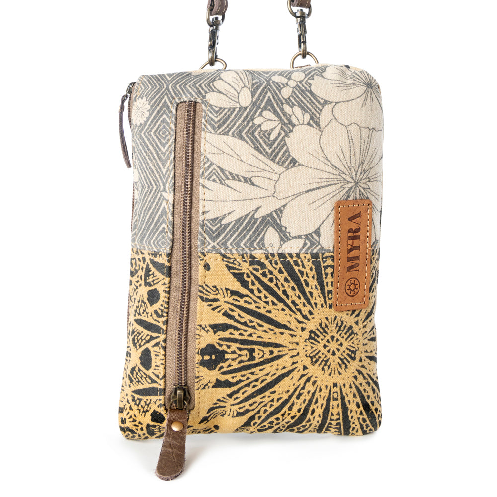 Myra Vine Nouveau Western Phone Crossbody in sage with leather detail