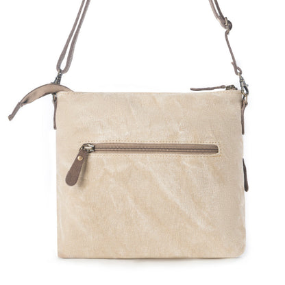 Myra Wildprint Trail upcycled canvas crossbody Bag for Women in ivory with vintage print