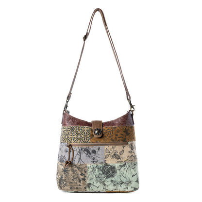 Myra Sageweave Vintage Shoulder Bag for Women in sage with patch detail