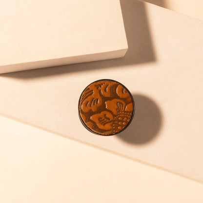 Myra Magnolia Trail Phone Socket for Women in brown with handtooled detail for everyday use
