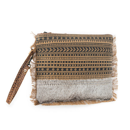 Myra Trailmark Western Wristlet for Women in olive with hairon detail