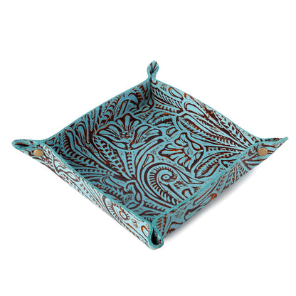 Myra Copperwind Leather Tray in Aqua