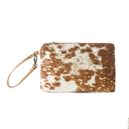 Myra Stardust Pony Western Pouch for Women in brown with foil hairon detail
