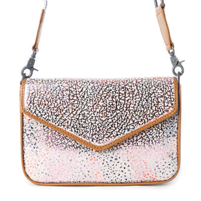 Myra Wild Print Leather Bag for Women in cream with textured detail and shoulder strap