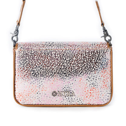 Myra Wild Print Leather Bag for Women in cream with textured detail and shoulder strap