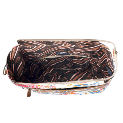 Myra Folkflora upcycled canvas concealed Carry Bag for Women in white