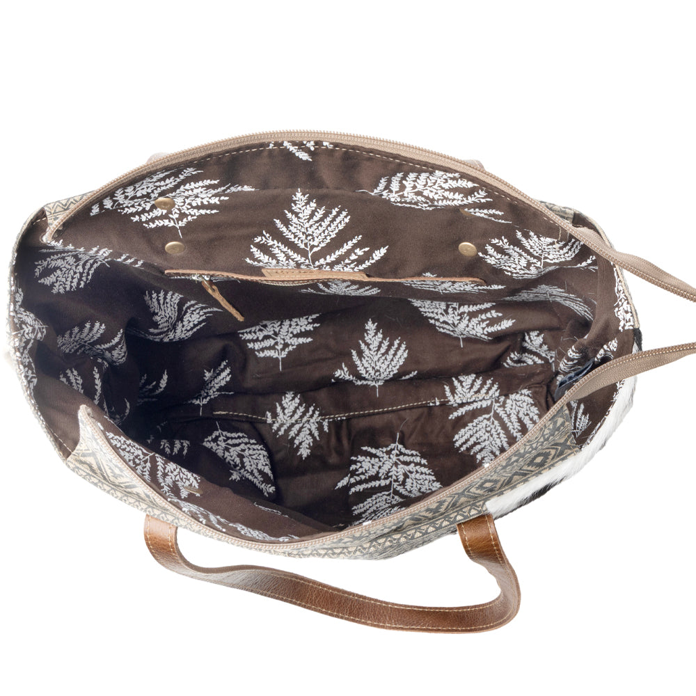 Myra Splithide Western Tote Bag for Women in olive with hairon detail