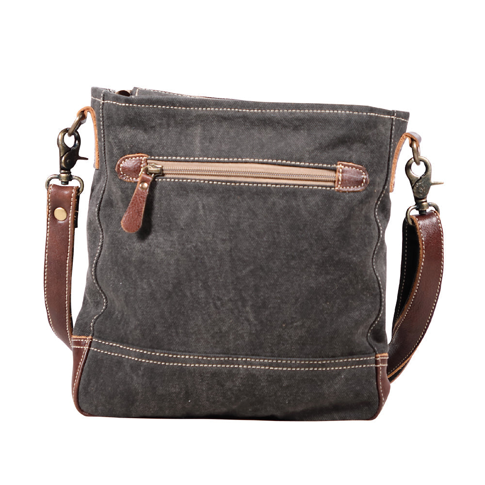 Myra Freaky Leather Shoulder Bag - Tribal Floral Print with Leather Trim for Everyday Bohemian Chic