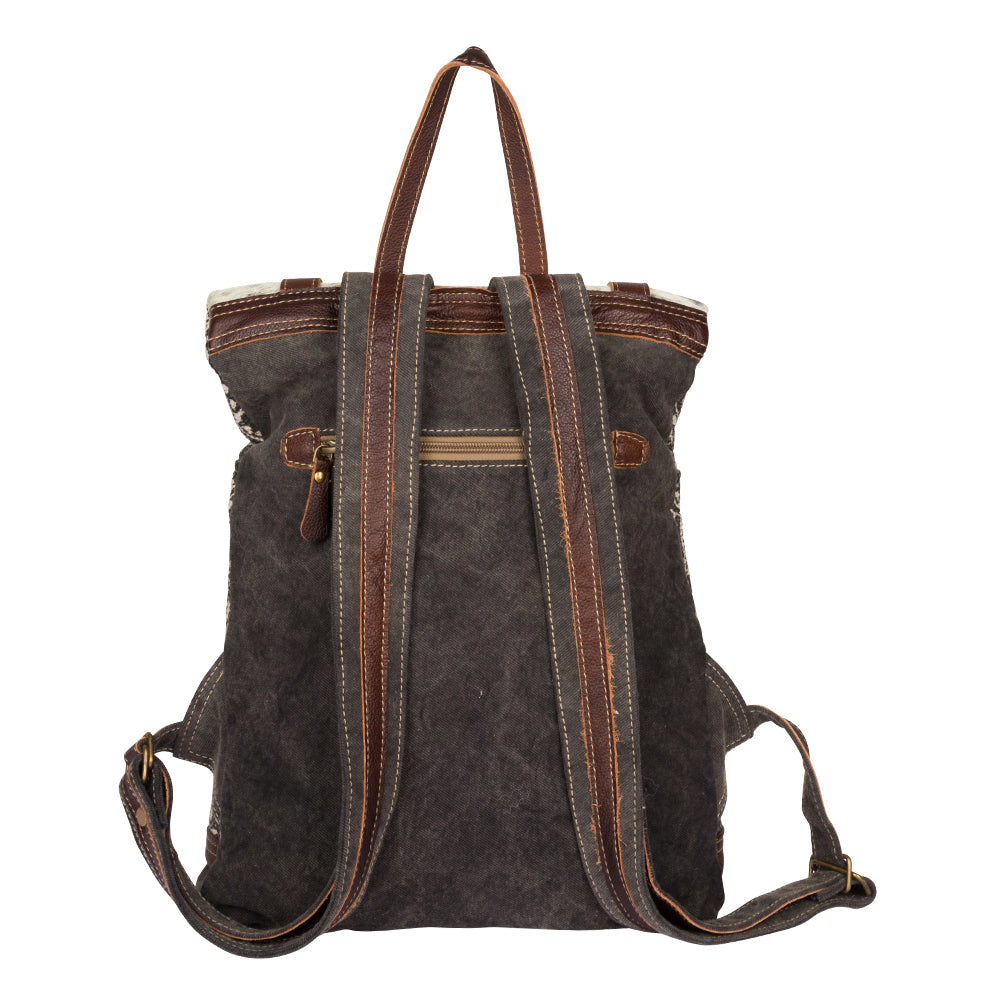Myra Vibe with Me Hairon Canvas Backpack for Women â€“ Mandala Print, Leather Straps for Boho Travel & Western Day Trips