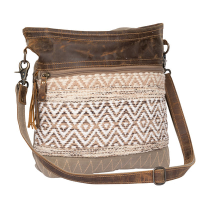 Myra Blending Taste Aztec Print Shoulder Bag for Women â€“ Brown Suede Leather, Adjustable Strap, Rustic Daily Carry