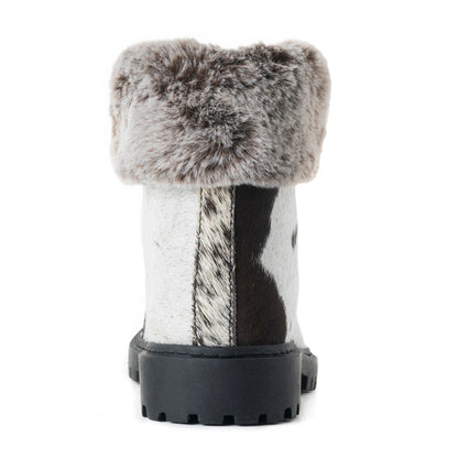 Myra Turbulent Hairon Leather Boots for Women – Fur Lining, Rugged Sole with Stylish Lace-Up Design for Winter Escapes