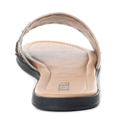 Myra Wild Dust Hairon Leather Slide Sandals â€“ Studded Flats for Women, Slip-On Comfort with Western Charm