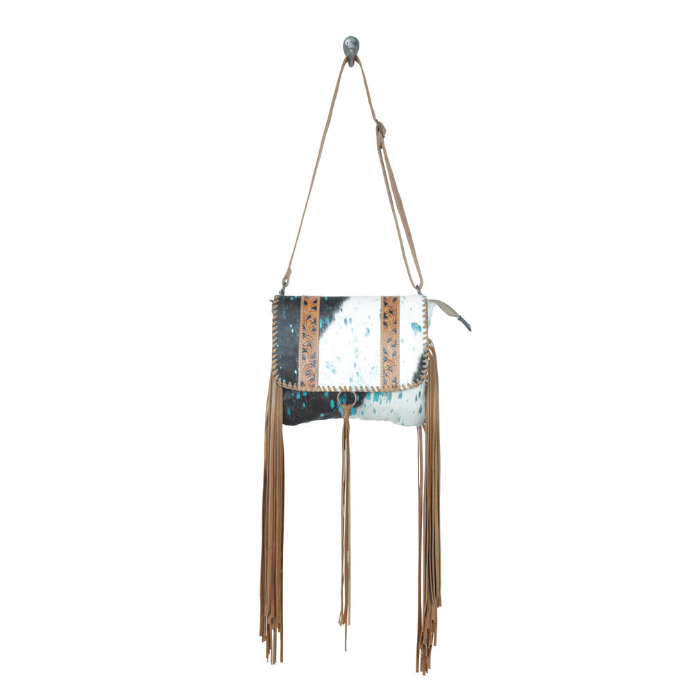 Hues Of Sky Leather & Hairon Bag