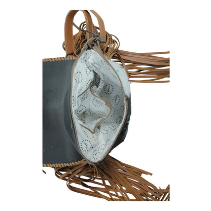Hues Of Sky Leather & Hairon Bag
