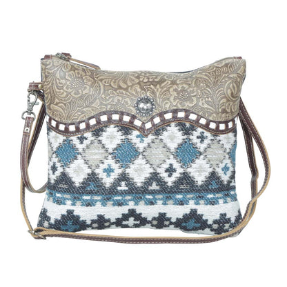 Myra Tincture Embossed Leather Crossbody Bag for Women â€“ Aztec Pattern, Adjustable Strap for Rodeo Style