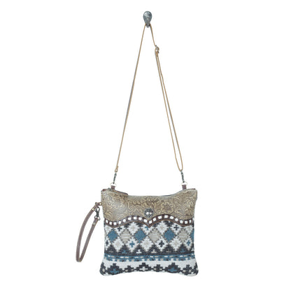 Myra Tincture Embossed Leather Crossbody Bag for Women â€“ Aztec Pattern, Adjustable Strap for Rodeo Style