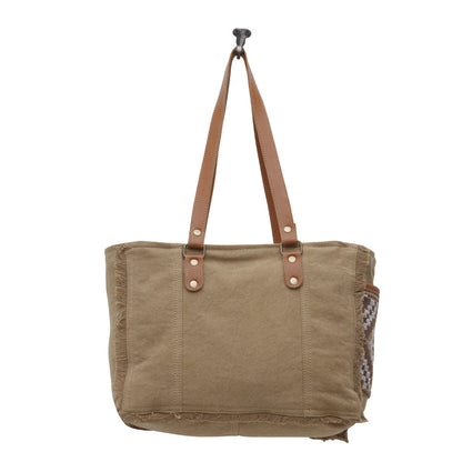 Myra Elisa Le Hairon Leather Tote Bag â€“ Fringe Accents, Handwoven Tribal Design for Everyday Use