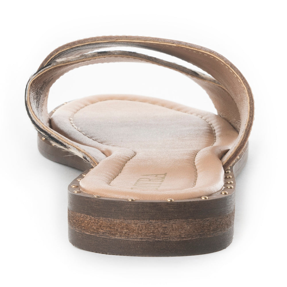 Myra Chappy Leather Slip-On Sandals for Women - Criss-cross Hairon & Tooled Leather Slides for Everyday Ranch Style