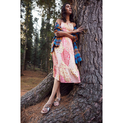 Myra Chappy Leather Slip-On Sandals for Women - Criss-cross Hairon & Tooled Leather Slides for Everyday Ranch Style
