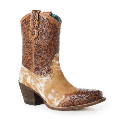 Myra Kelsey Anne Handtooled Leather Cowgirl Boots for Women – Hairon Finish, Pointed Toe, Rodeo Ready