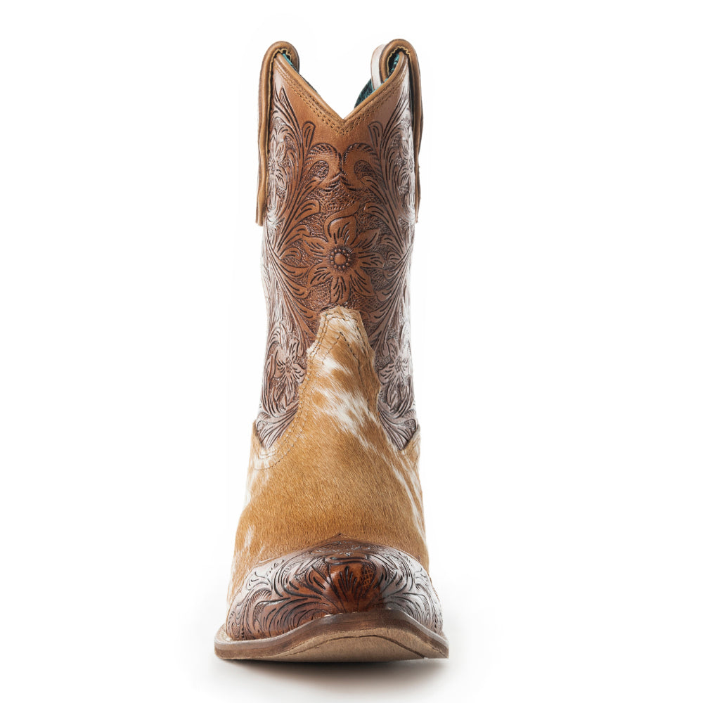 Myra Kelsey Anne Handtooled Leather Cowgirl Boots for Women – Hairon Finish, Pointed Toe, Rodeo Ready