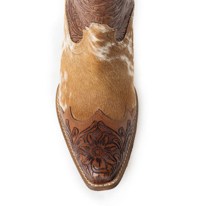 Myra Kelsey Anne Handtooled Leather Cowgirl Boots for Women – Hairon Finish, Pointed Toe, Rodeo Ready