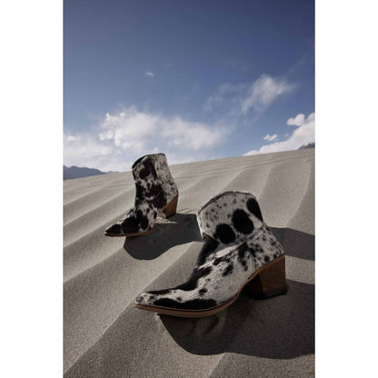 Myra Virginia Trail Hairon Leather Cowgirl Boots for Women â€“ Pointed Toe, Low Block Heel, Ranch-Inspired Ankle Fit