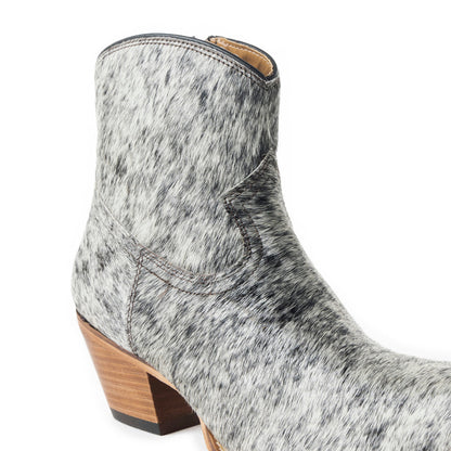 Myra Virginia Trail Hairon Leather Cowgirl Boots for Women â€“ Pointed Toe, Low Block Heel, Ranch-Inspired Ankle Fit