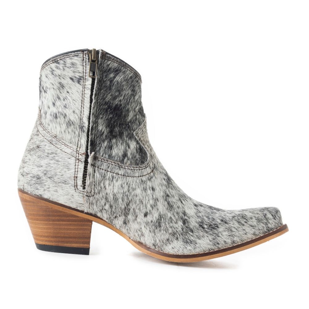 Myra Virginia Trail Hairon Leather Cowgirl Boots for Women â€“ Pointed Toe, Low Block Heel, Ranch-Inspired Ankle Fit