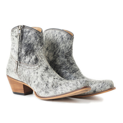 Myra Virginia Trail Hairon Leather Cowgirl Boots for Women â€“ Pointed Toe, Low Block Heel, Ranch-Inspired Ankle Fit