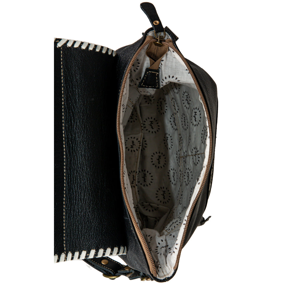 Myra Spirit of the Herd Hairon Leather Bag for Women â€“ Western Cowhide Purse with Intricate Tooling