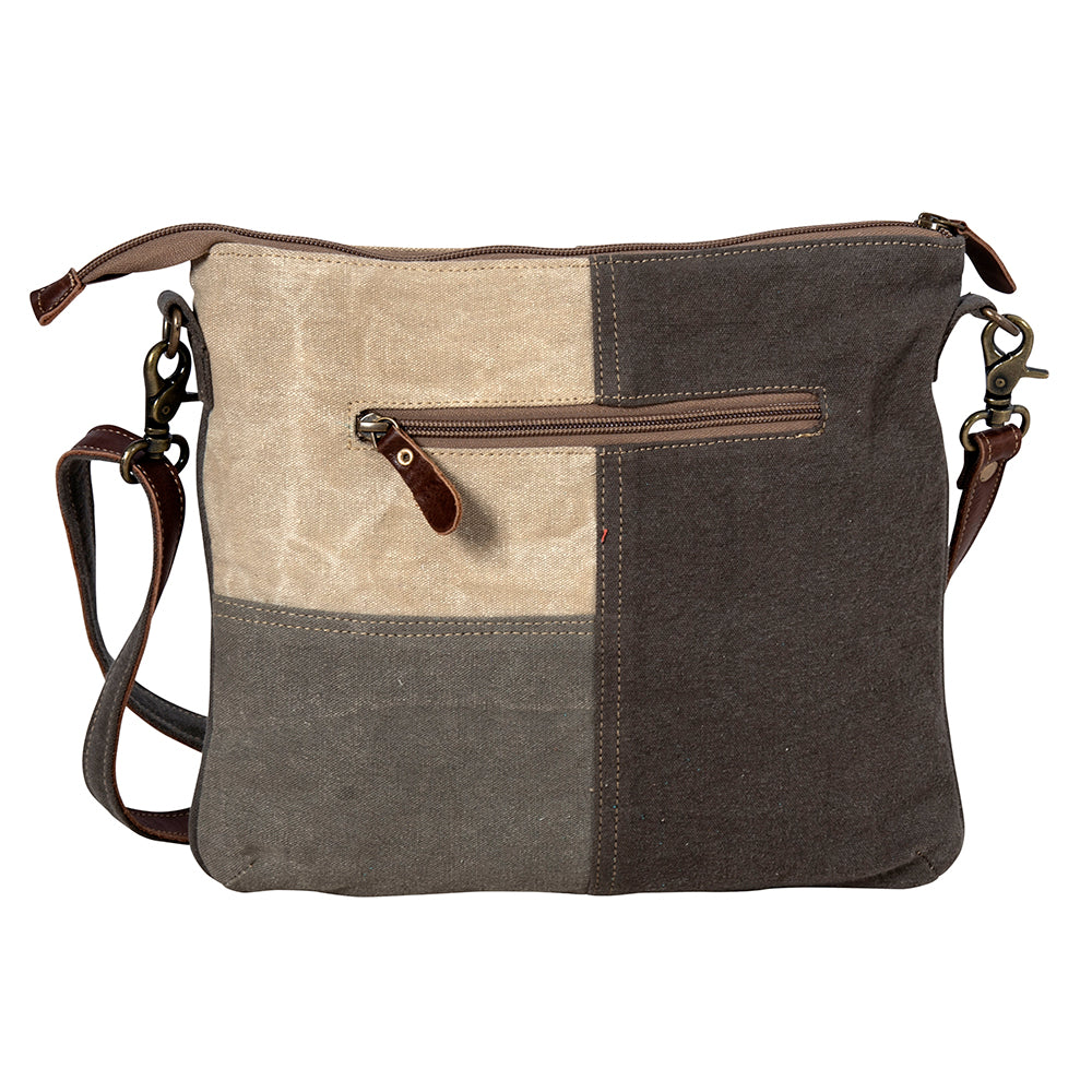 Myra Seeds of Love Crossbody Bag - Vintage Patch Leather Shoulder Bag with Zippered Pockets for Western Style