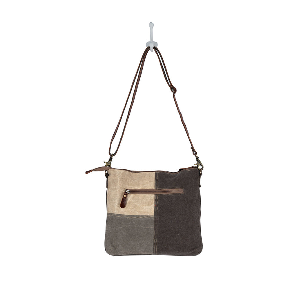 Myra Seeds of Love Crossbody Bag - Vintage Patch Leather Shoulder Bag with Zippered Pockets for Western Style