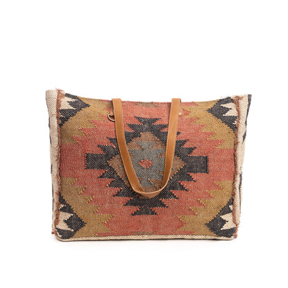 Myra Kaliko Hill Canvas Weekender Bag for Women â€“ Handwoven Boho Print with Dual Shoulder Handles