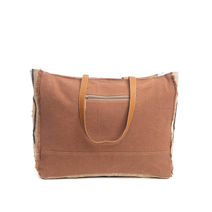 Myra Kaliko Hill Canvas Weekender Bag for Women â€“ Handwoven Boho Print with Dual Shoulder Handles