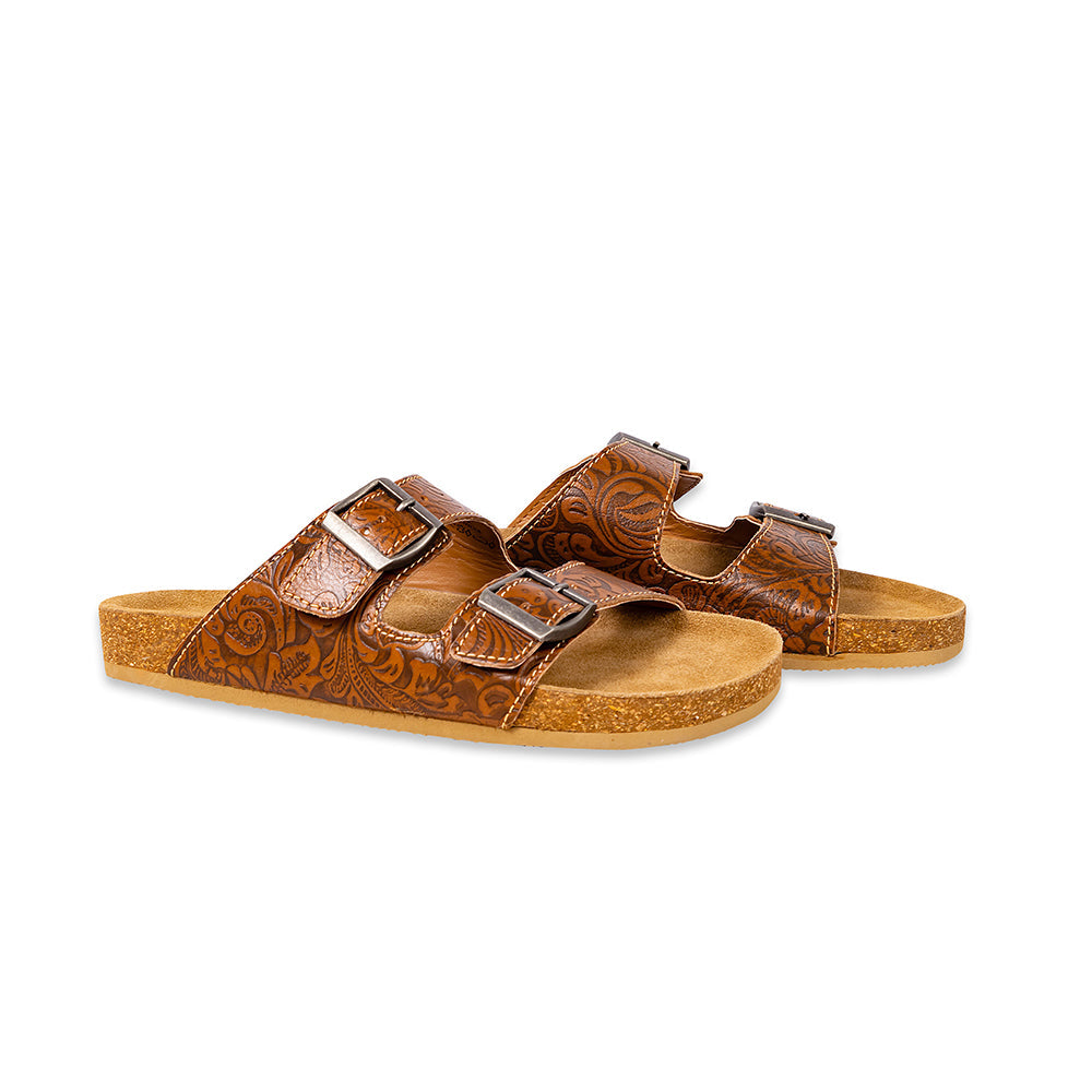 Maggie Embossed Leather Sandals