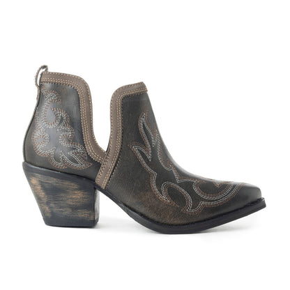 Myra Emmie Faye Stitched Ankle Boots for Women â€“ Western Mid-Heel, Pointed Toe Cowgirl Booties