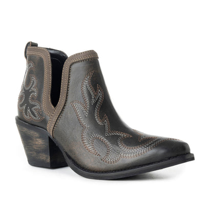 Myra Emmie Faye Stitched Ankle Boots for Women â€“ Western Mid-Heel, Pointed Toe Cowgirl Booties