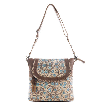 Myra San Ysidro Falls Paisley Print Shoulder Bag for Women – Leather Straps with Turquoise Stud Detailing for Carnival Adventures
