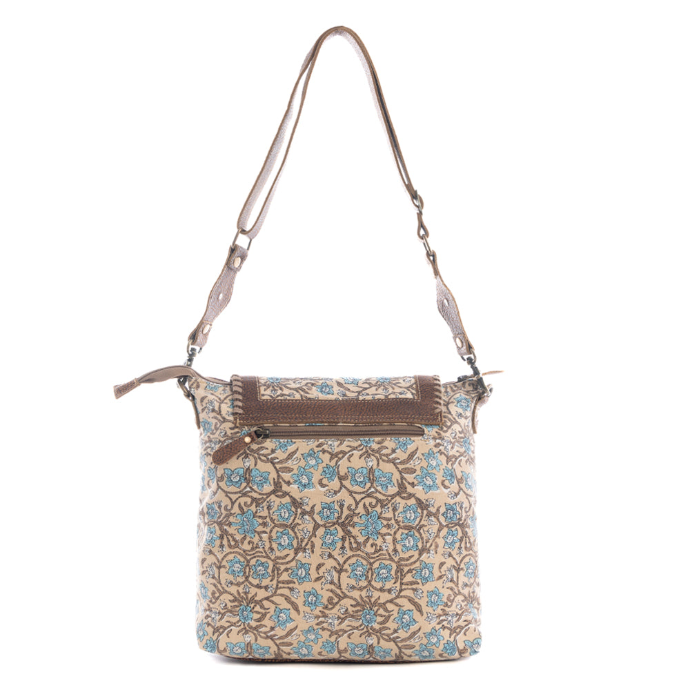 Myra San Ysidro Falls Paisley Print Shoulder Bag for Women – Leather Straps with Turquoise Stud Detailing for Carnival Adventures